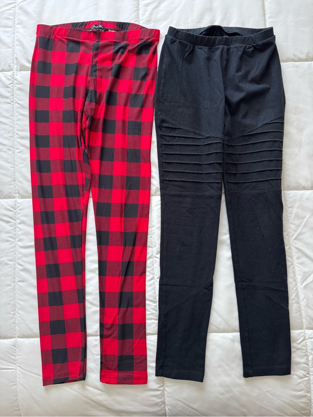 Just Love Red/Black Buffalo Plaid & (women’s Small) and Art Class Moto (kids XL)